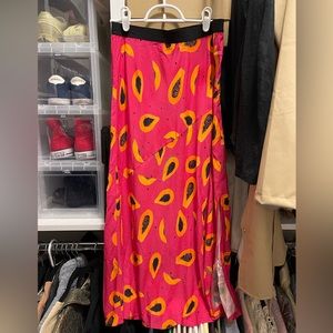 XS Midi Coreylynncalter skirt with papaya print.